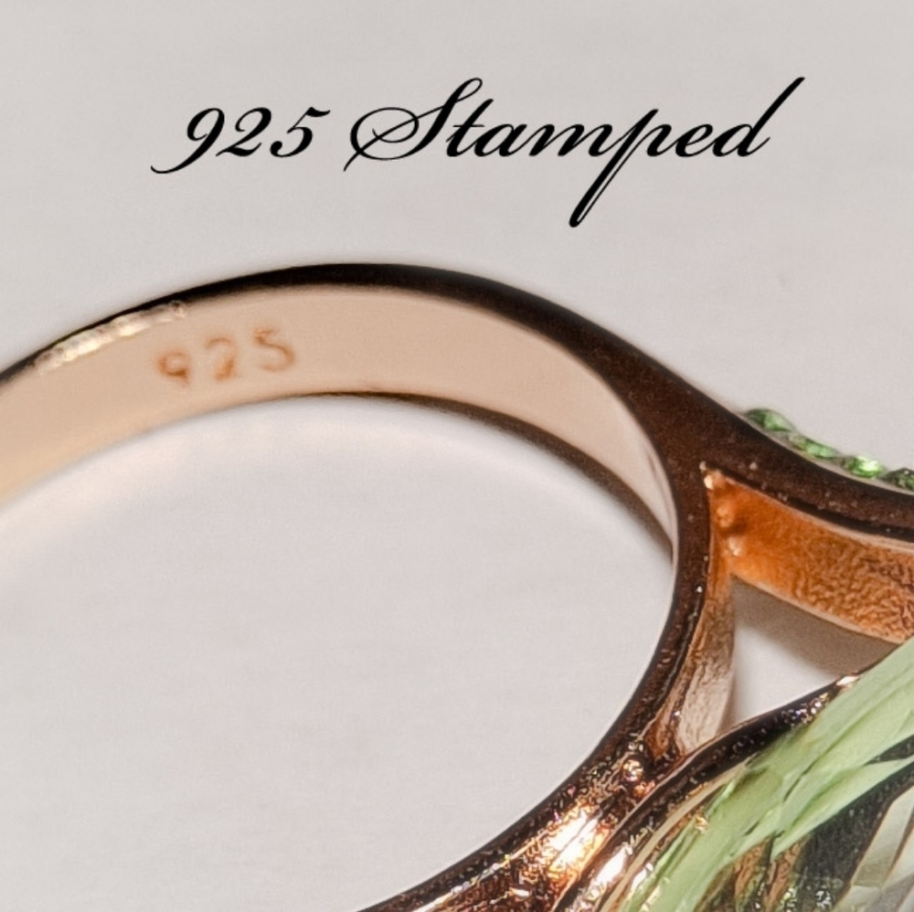 🎀18k/925 Peridot Horse Eye Ring - Picture 3 of 5